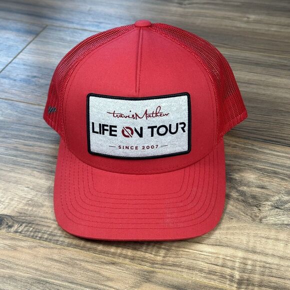 Travis Mathew Life On Tour Hat Cap Red Snapback Baseball Trucker Golf - Picture 1 of 11